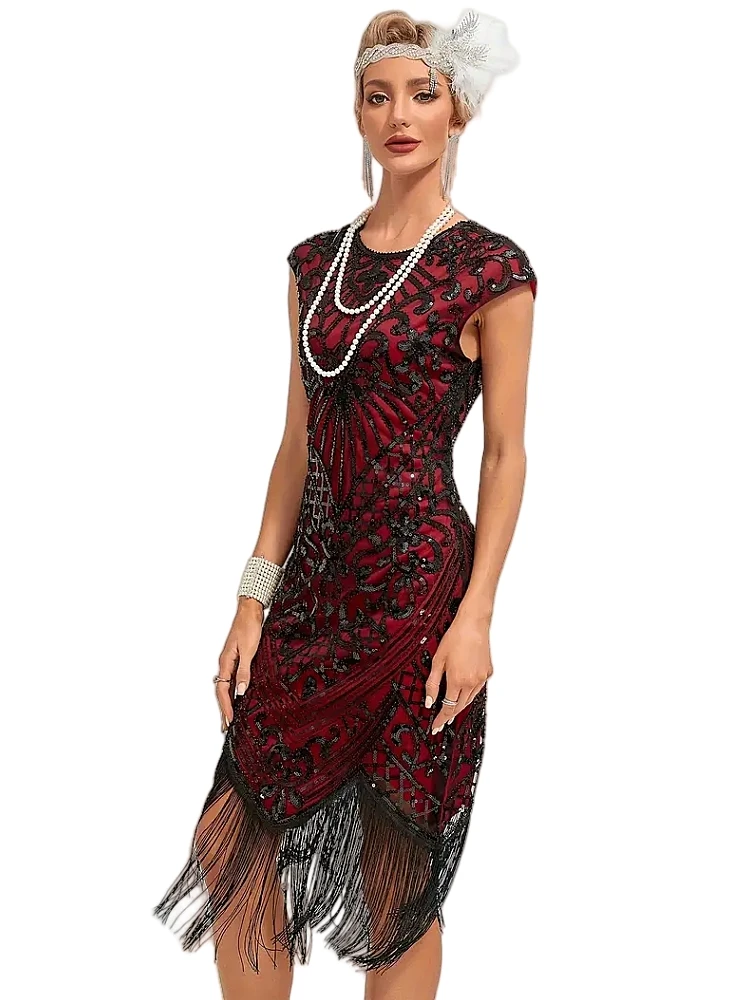 Women's Cap Sleeve Flapper Dresses 1920s Great Gatsby Dresses