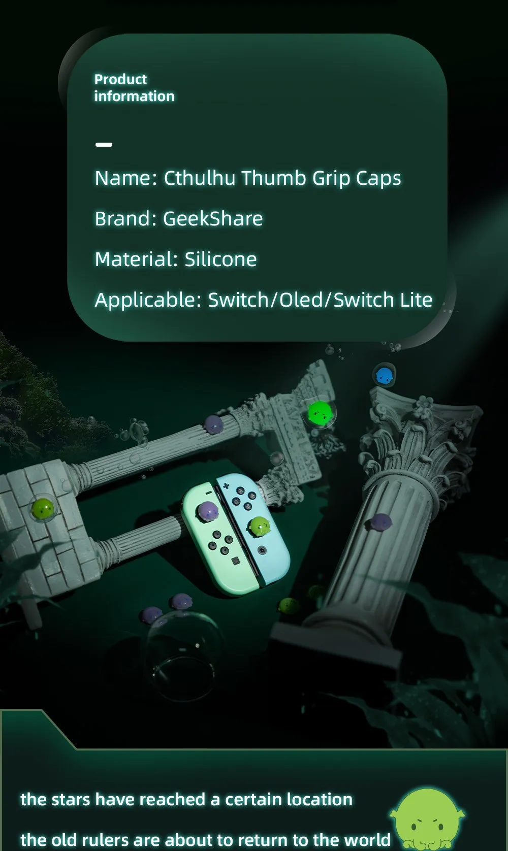 GeekShare New Luminous Thumbstick Cover for Nintendo Switch OLED Joysrick Caps Cute Thumb Grip Caps For NS Lite Game Console