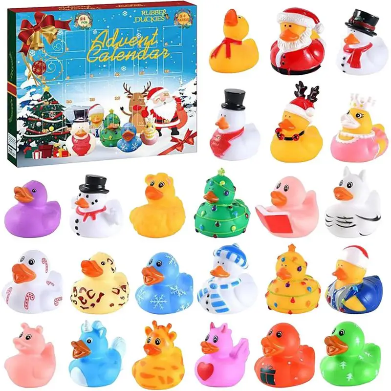 Toy Advent Calendar Duck Toys Cartoon Advent Calendar Holiday Colorful Animal Toys Cute Children For Home Decoration