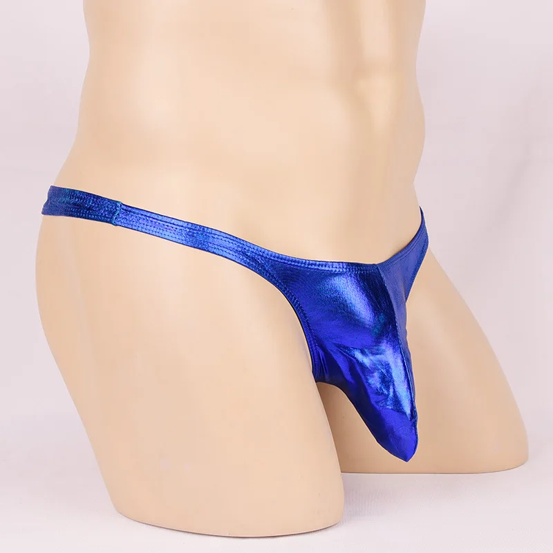 Men Skinny Low Rise Shiny G-string Briefs Thong with Penis Thunk Sheath T-Back Underwear Clubwear Lingerie Outfit
