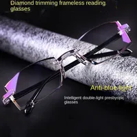 Intelligent Zoom Anti-blue Light Reading Glasses Frameless Cutting Edge Presbyopic Glasses Men and Women Presbyopic Glasses 2