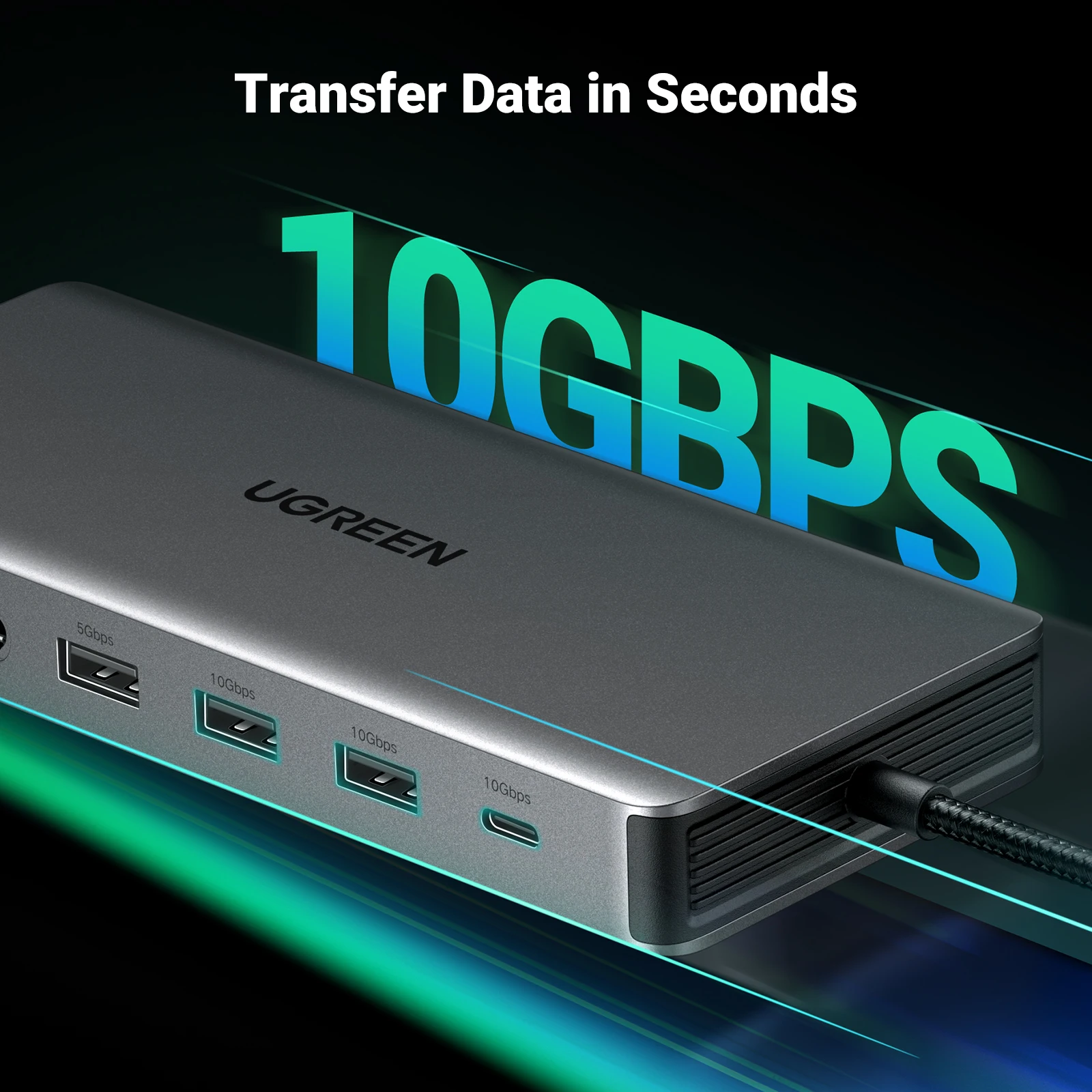 Estação de Ancoragem Ugreen-usb c Tela Tripla 4k Hdmi Duplo 10gbps 100w pd sd tf Macbook Pro Air Dell Xps 13 em 1 - Imagem 2