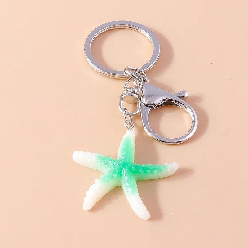 Niedliche Emaille Seestern Muschel Schlüssel anhänger Shinn ing Fischschwanz Anhänger Schlüssel ringe Souvenir Geschenk für Frauen Männer Auto Schlüssel Handtasche Schlüssel anhänger – Detail 8