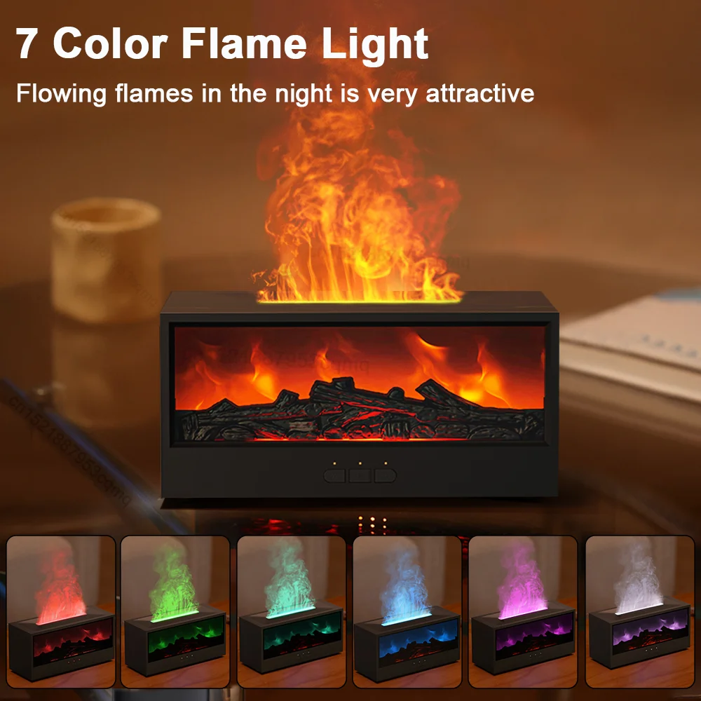 Fireplace Humidifier Flame Humidifier Aroma Diffuser Aromatherapy Essential Oil Diffuser Fragrance Diffuser with Remote Control 3