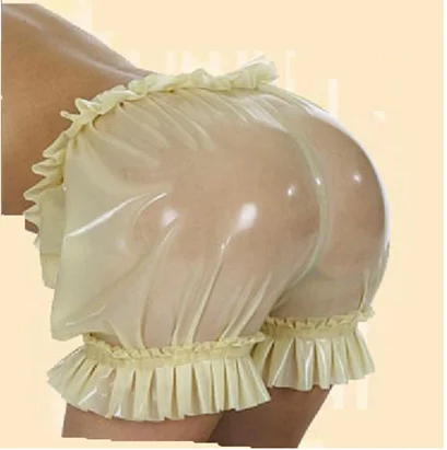 Fashion 100% latex rubber Waterproof transparent lace shorts sexy size S-XXL 0.45mm