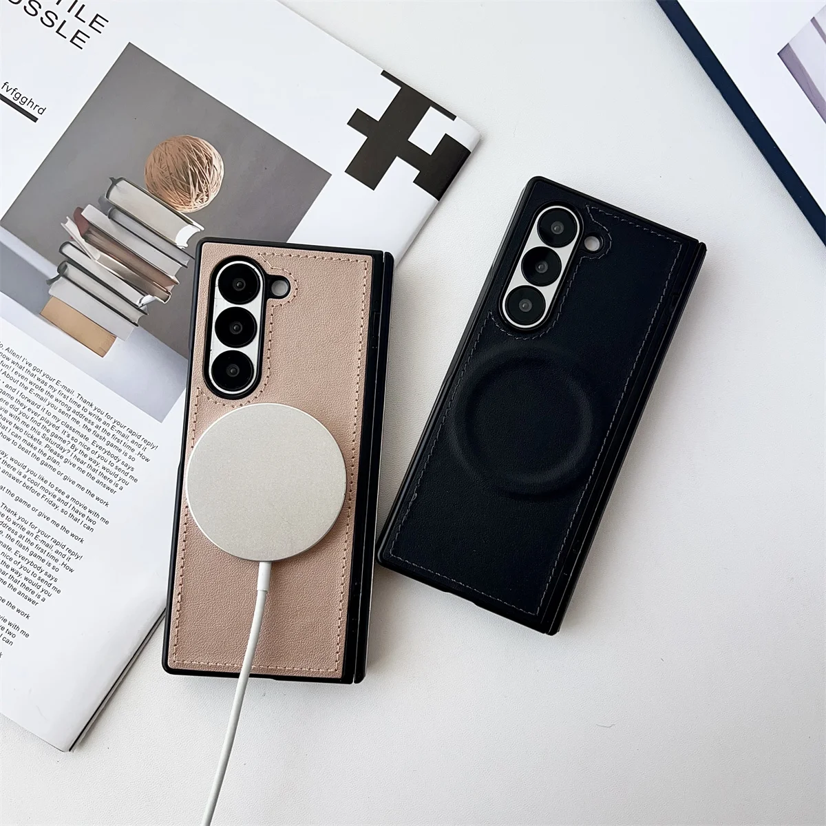 Magsafe Magnetic Leather Protective Phone Case with Hinge Cover