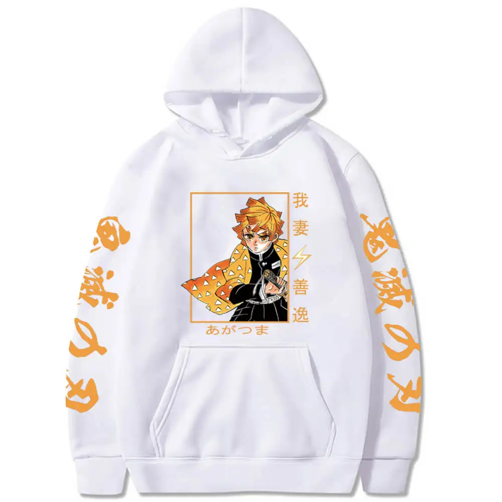 Anime Demon Slayer Hoodies Agatsuma Zenitsu Printed Women's Men's Sweatshirts Harajuku Streetwear Unisex Pullover Graphic Hoodie oversized hoodie