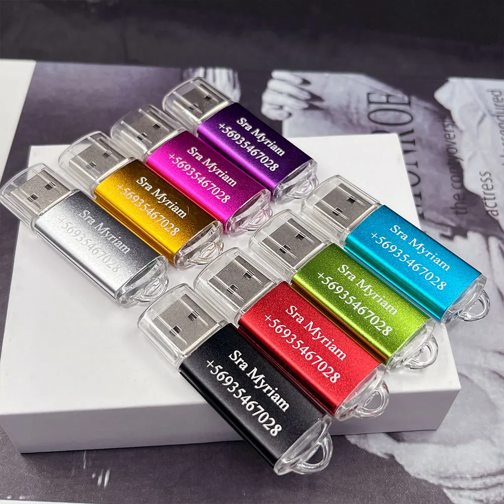 10/50/100pcs 도매 가격 금속 USB 2.0 플래시 드라이브 4GB 8GB USB 펜드라이브 64GB 메모리 스틱 무료 로고 선물 방수 U-디스크
