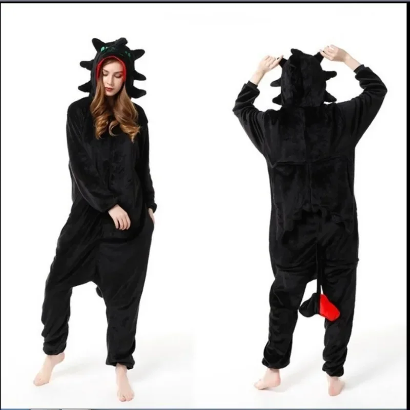 Flannel Cartoon Conjoined Animal Pajamas Tamed Dragon White Dragon Thickened Home Clothes Stitch Pajama Adult Costume Cosplay kigurumi pajamas onesies flannel pajamas onesies cosplay pajamas onesies