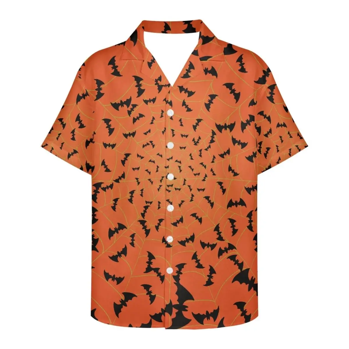 2024 New Men's Casual Shirt Short Sleeve 3D Printed Halloween Spider Web Printed Single Breasted Shirt Men's Loose Clothes 3