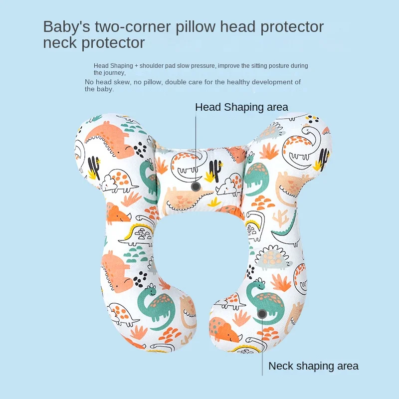 New Cartoon Children's U-shaped Pillow, Cotton Soft Baby Pillow, Travel Car Children's Pillow, Multi-functional Stroller Pillow