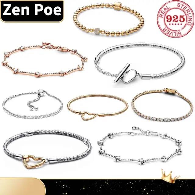 Bracelet tennis en argent sterling 925 de haute qualité, rond, en forme de cœur, à motif serpent, pour femme, cadeau pour la Saint-Valentin 1