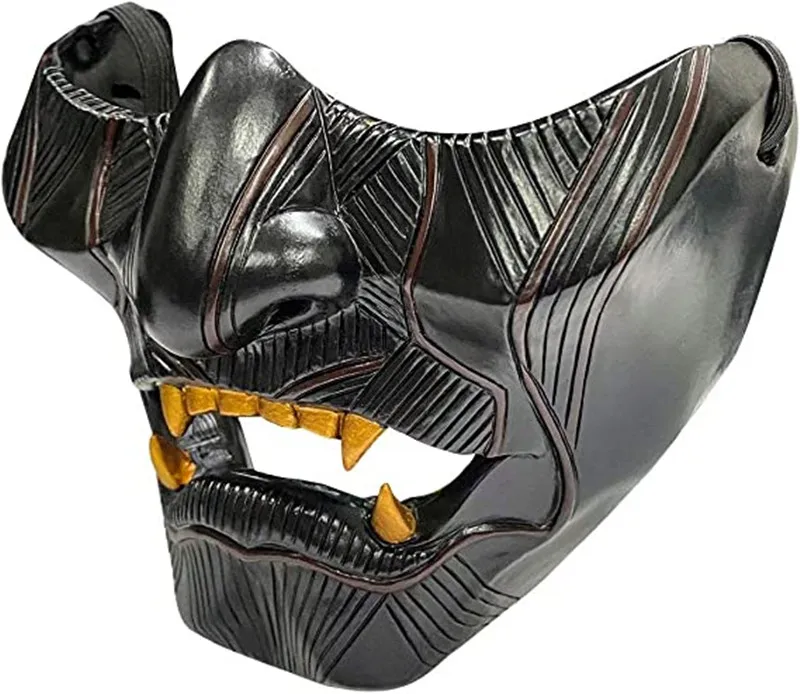 Neuheit Geist von Tsushima Maske Jin Sakai Cosplay Half Face Samurai Krieger Gesicht Prop Halloween Party Maske Harz – Detail 4