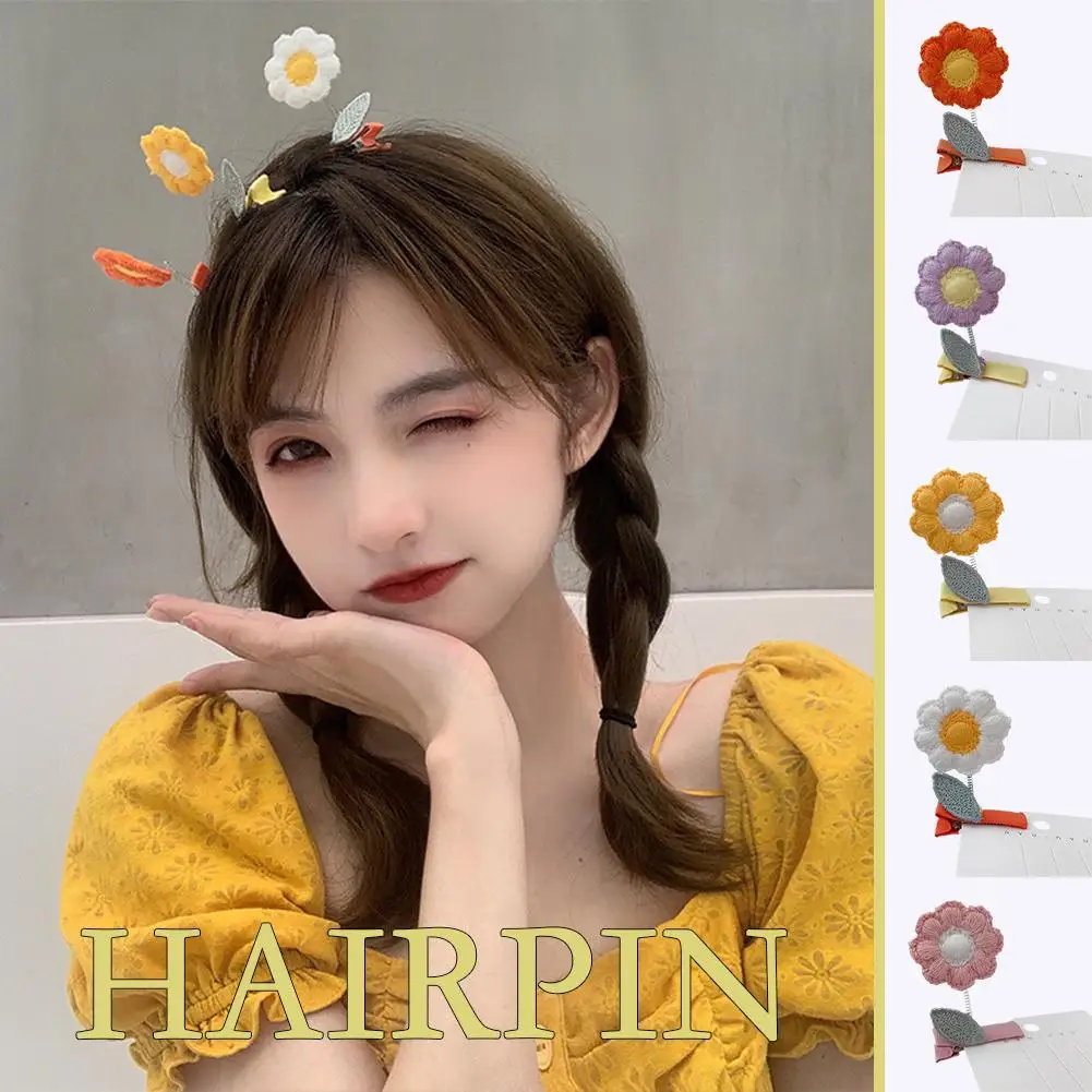 1PCS Fashion Cute Flower Princess Knitting Hairpins Girl Headwear Sweet Clips Children Accessories Duckbill Barrettes Gifts V1M5 2018 children classic summer girls shoes boots knitting hollow children s shoes network fashion boots for girls