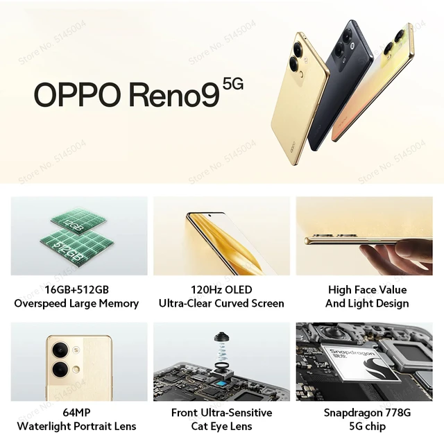 Stock New Original OPPO Reno Smart phone Android 9.0 Octa Core 3 Cameras  48MP+5MP 3765mAh 6.4 inch NFC 2340*1080 Fingerprint ID