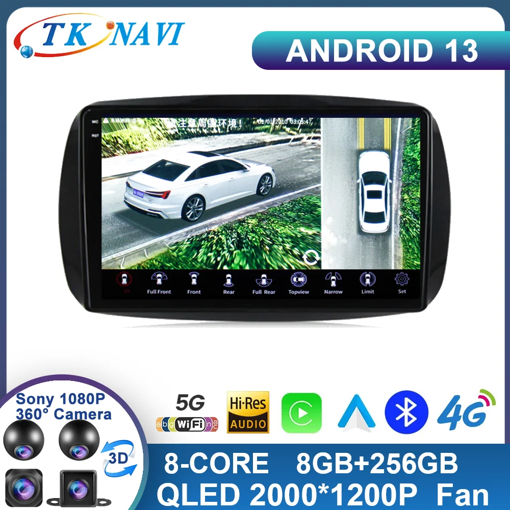 

Android 13 для Mercedes Benz Smart 453 Fortwo 2014 - 2020 Автомагнитола мультимедийный видеоплеер Навигация стерео Carplay DSP экран