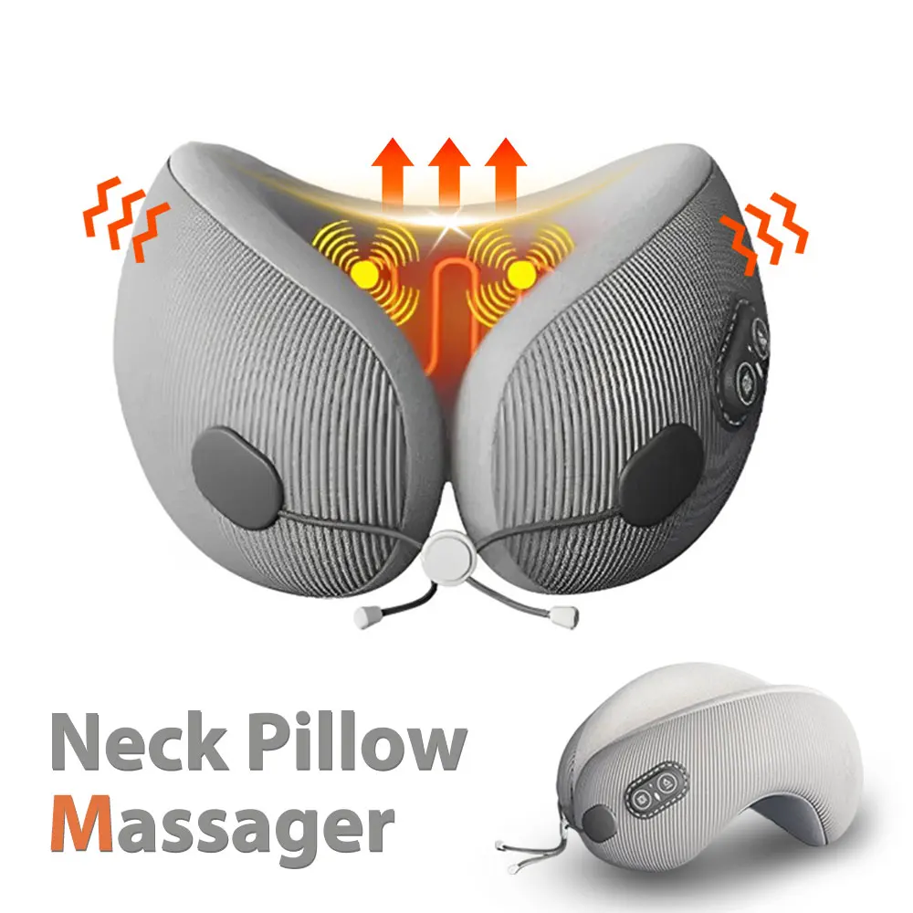 ElectricNeckMassagerPillowUShapedMemoryFoamNeckPillowsHeatingVibrationNeckMassage