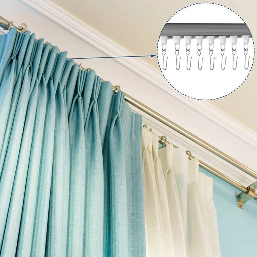 60pcs Curtain Track Hook Ceiling Hook Shower Curtain Hanging Rail Guide Rail Hanger Home Hardware Accessory shower curtain hooks curtain hooks