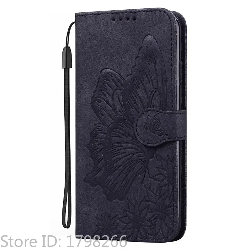 Butterfly Flip Cover Leather Wallet Phone Case with Card Holder