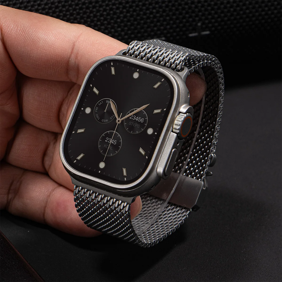 Titanium Milanese Parachute Buckle Watch Strap in Elegant Design