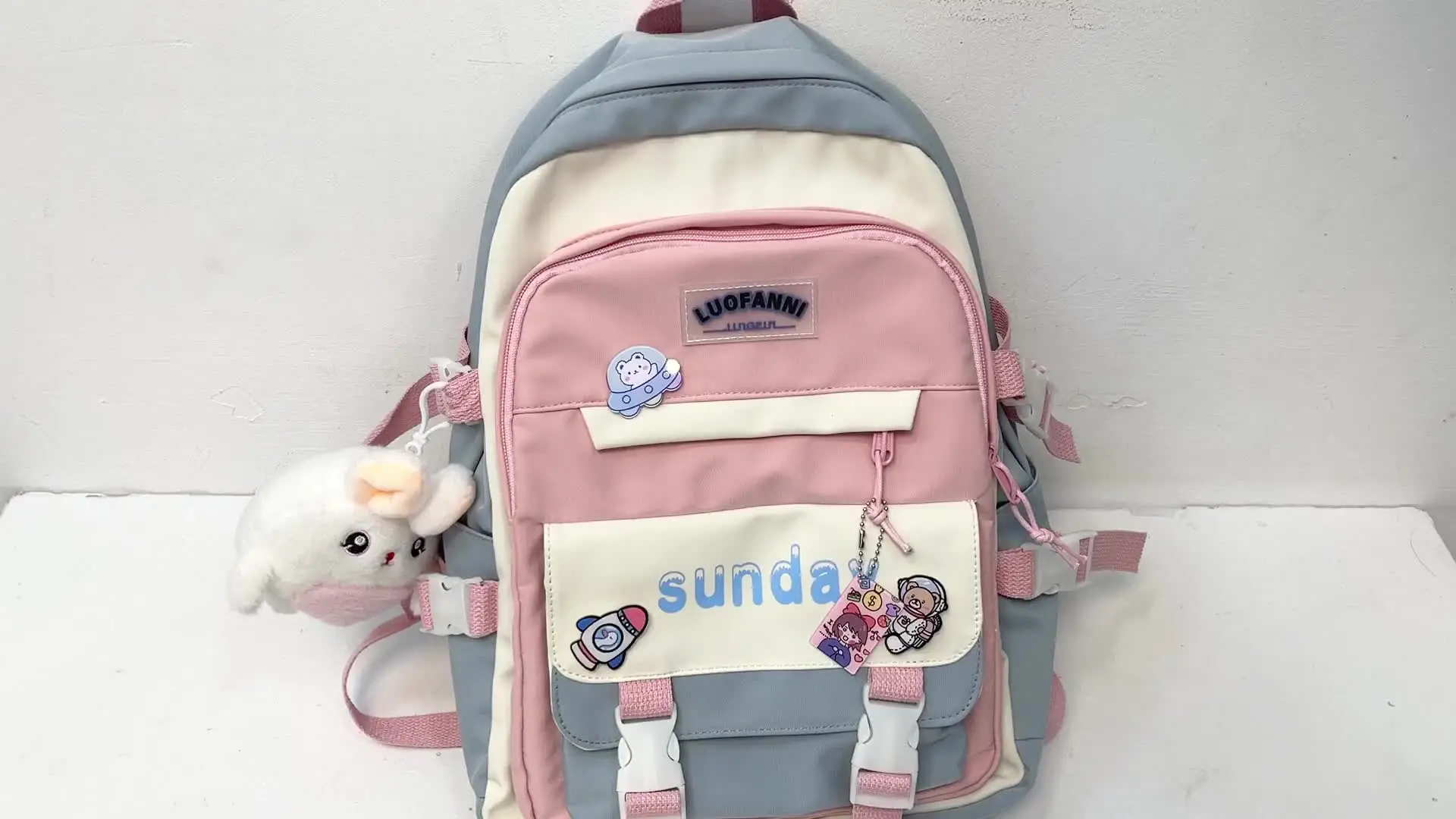 Fashion Cute Girl Travel Backpack Trendy Female Badge Pin Laptop Student Bags Lady Kawaii College Backpack Book Women School Bag