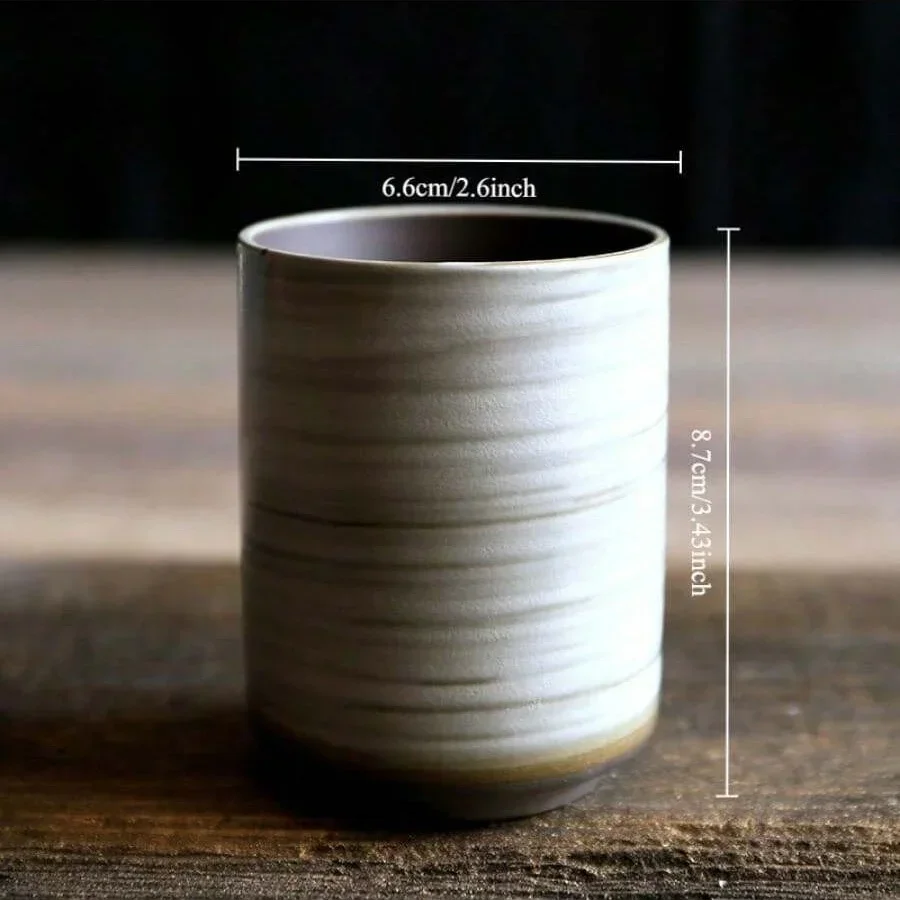 Hand-Painted Rustic Ceramic Tea Coffee Mug - Kiln-Transformed Vintage Cups for Home Office Bulk Coarse Clay Cups Dishwasher Safe