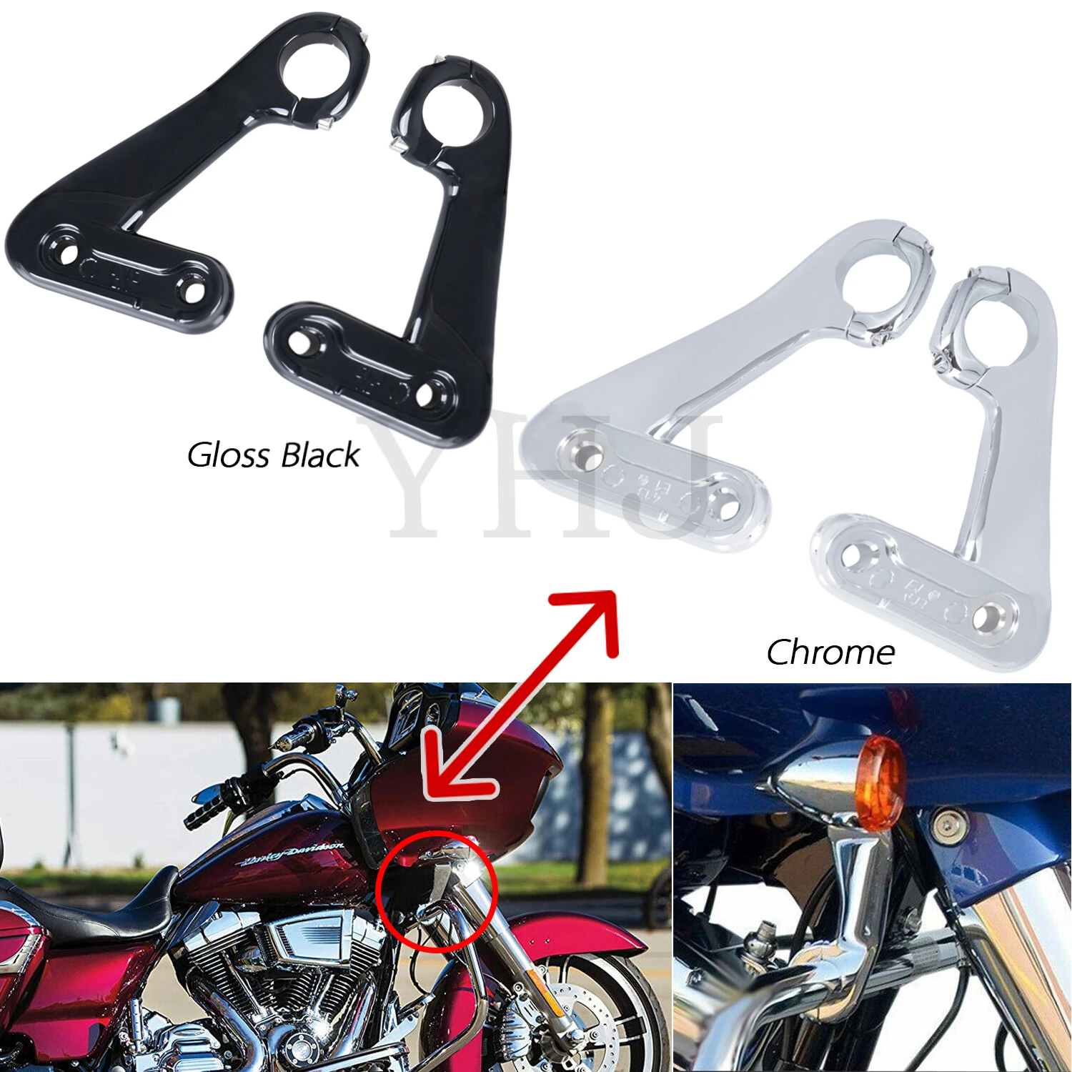 

Front Fairing Support Brackets Mounts Kit For Harley Motorcycle Road Glide FLTR Ultra FLTRU Custom FLTRX 2010-2013 Black/Chrome