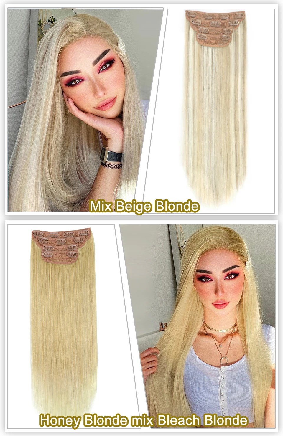 Na Praia, Mix Loiro, Suave Glam Hairpieces Para Mulheres