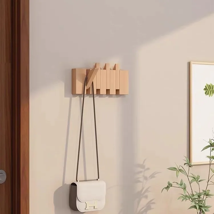 Solid Wood Piano Key Hook Without Punching Holes on The Wall Porch Clothes Hook Entry Door New Creative Door Hanger