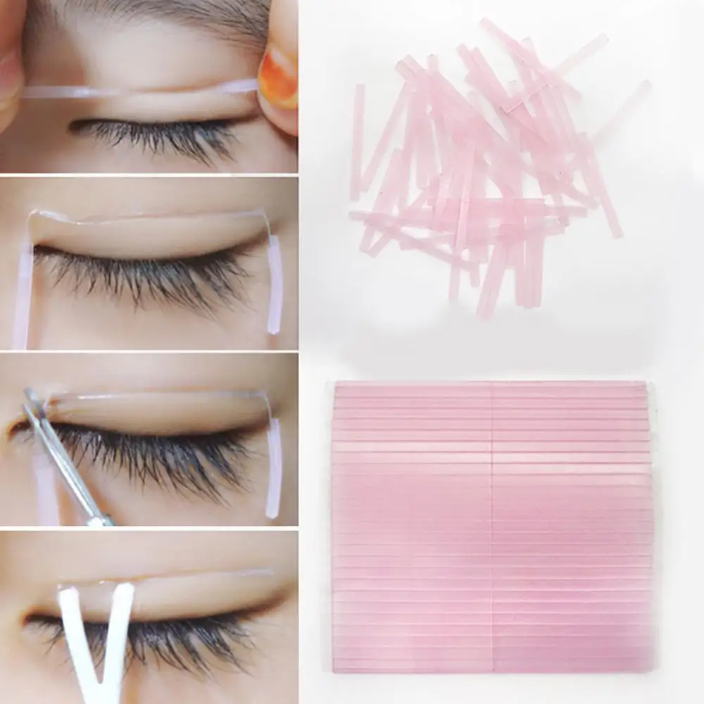 50Pcs Invisible Double Eyelid Tape Fiber Magic Eyelid Stickers Double Sided Strip Adhesive Tape Women Beauty Tool