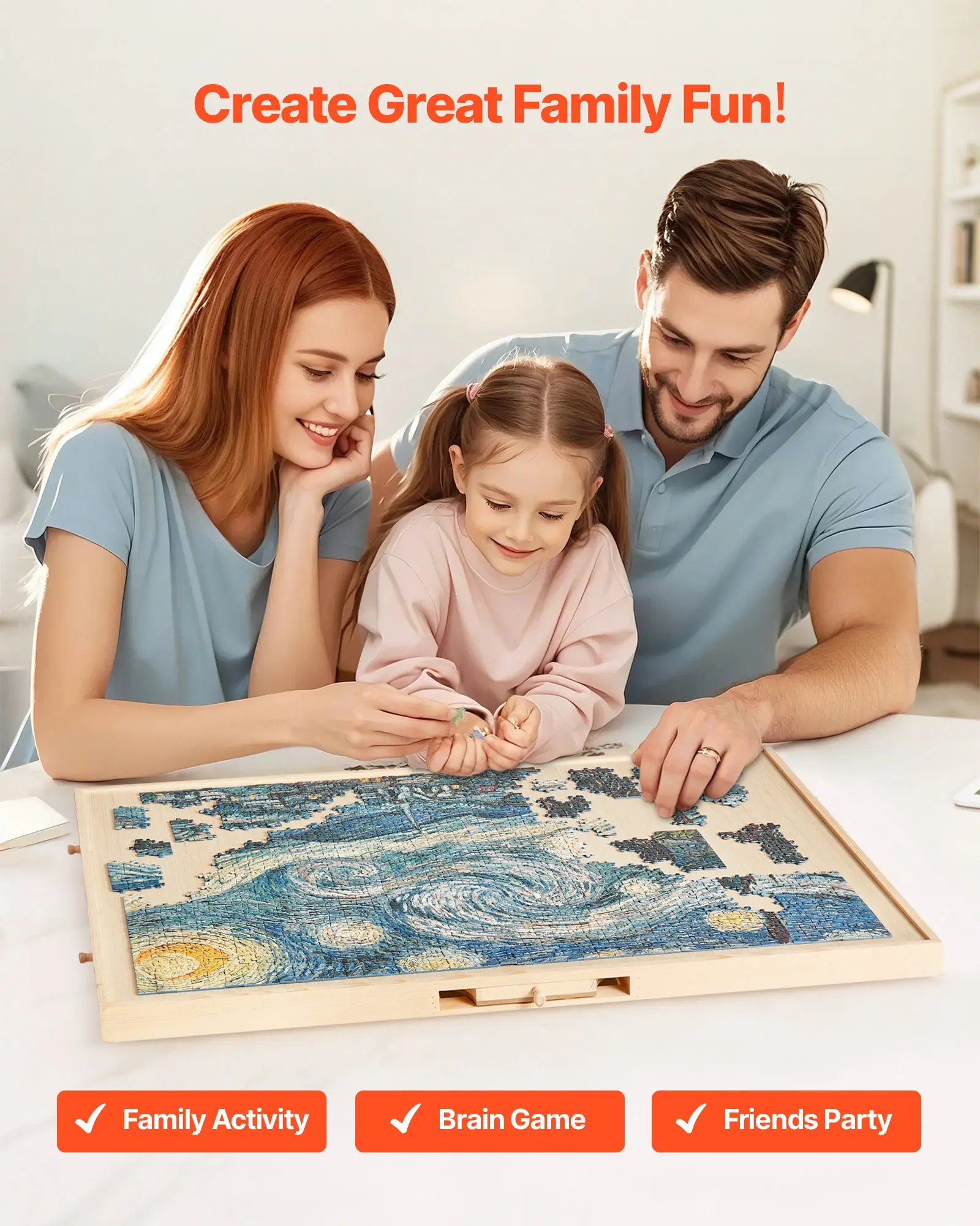 Wooden Jigsaw Puzzle Board with Drawers for Adults