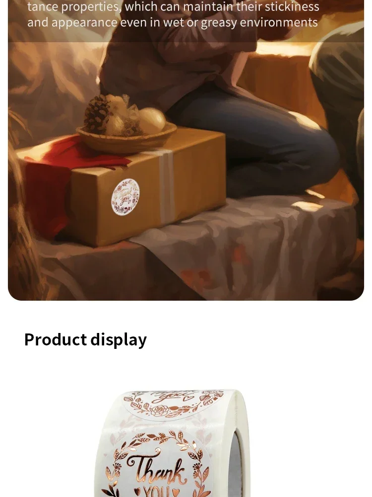 Gift box decorated with floral thank you stickers