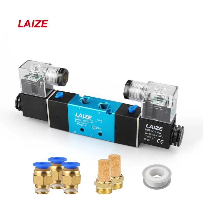 

LAIZE 4V220 4V320 4V420 Double Coil Pilot-Operated Electric 2 Position 5 Way Pneumatic Solenoid Valve