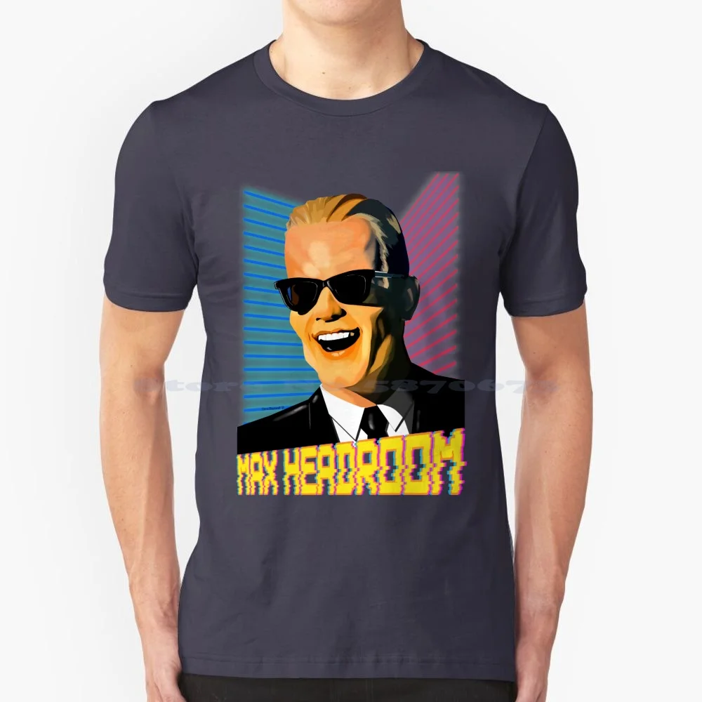 Max Headroom 2021 T Shirt 100% Cotone Tee Max Headroom 23 Ai Intelligenza Artificiale 80S Cult Sci Fi Talking Head Glitch Neon