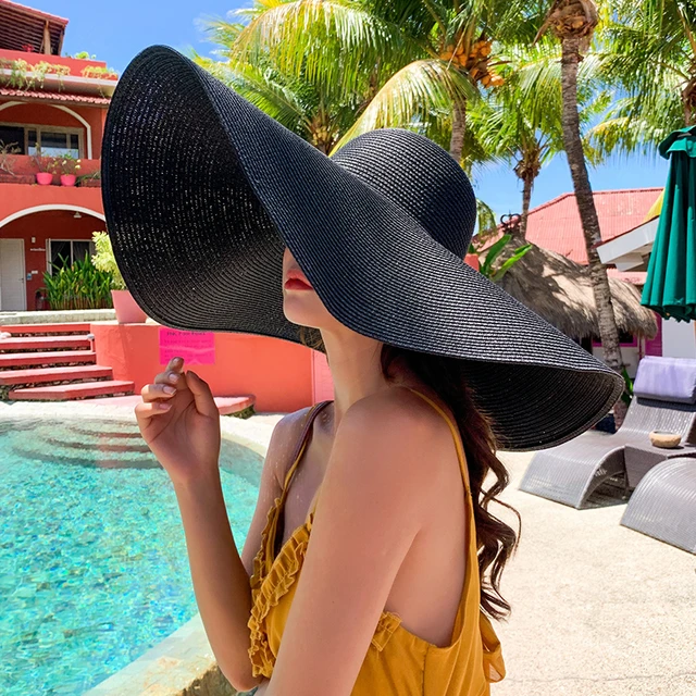 Summer Big Brim Oversize Foldable Beach Hats For Women Folding Straw Hat Sun  Protection Party Travel Anti-uv Hat Dropshipping - Sun Hats - AliExpress