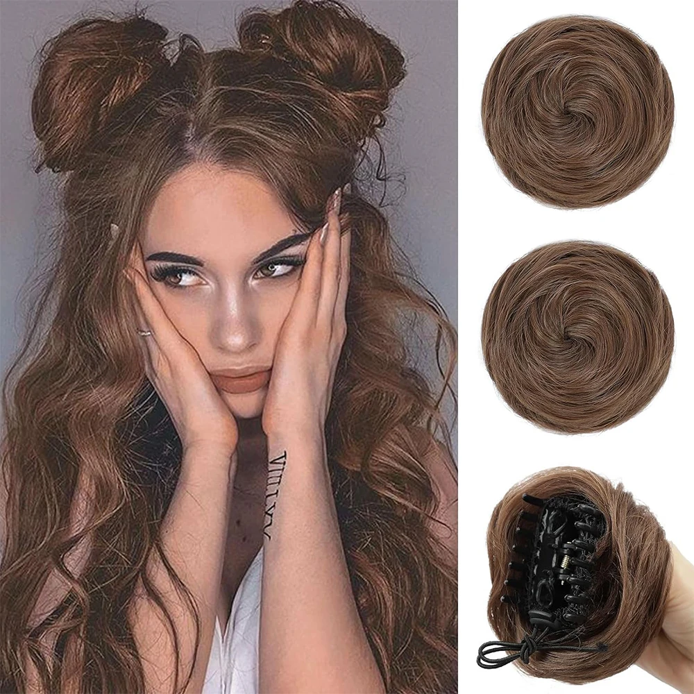 Messy Bun Hairpieces Bun Hairpieces Hair Extensions Messy Hairpiece Hair Bun Synthetic Space Bun 2PCS Mini Claw Clip Fake Hair Bun For Women