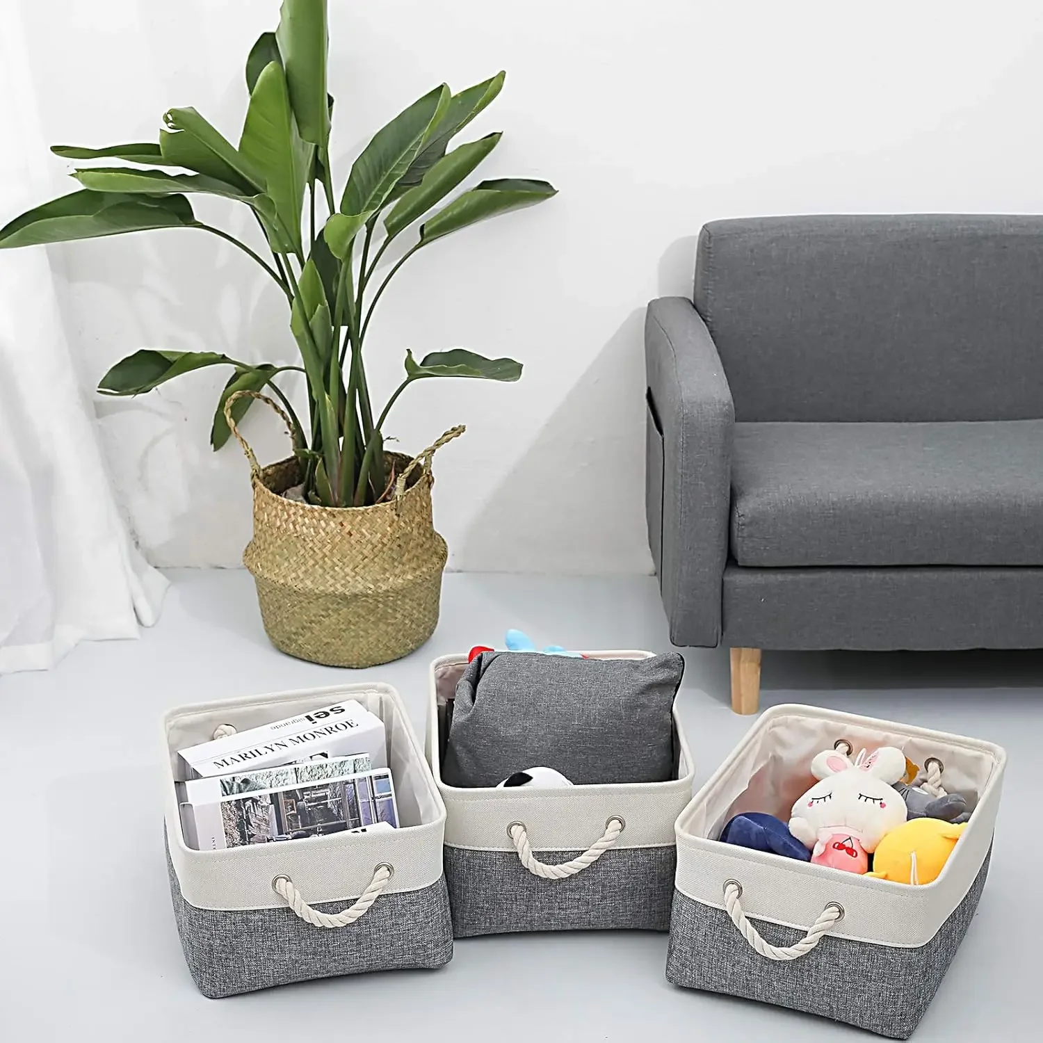Folding Storage Basket Large Capacity Linen Storage Fabric Wardrobe Office Bedroom Closet Toys Laundry Basket With Handle 5
