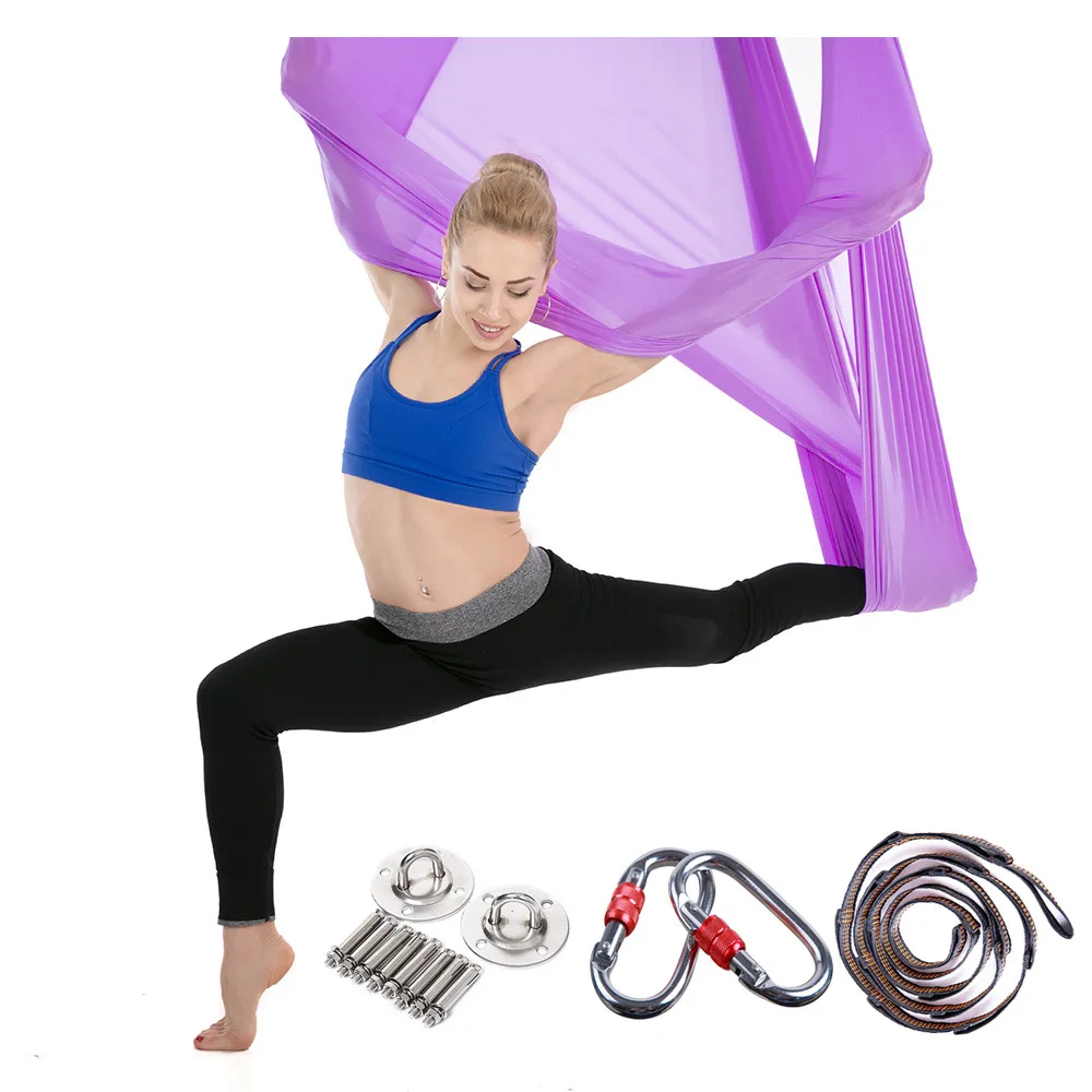 

Full Set Aerial Yoga Hammock Flying Swing for Anti-gravity Yoga Inversions Yoga Sling Nylon Body Building Pilates Belt 18 Colors