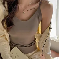 40-70kg Summer Ice Silk Camisole Top with Build-in Bra for Women Back Underwear Fixed Cup One-Piece Slimming Tanks Bra Underwear - Image 6