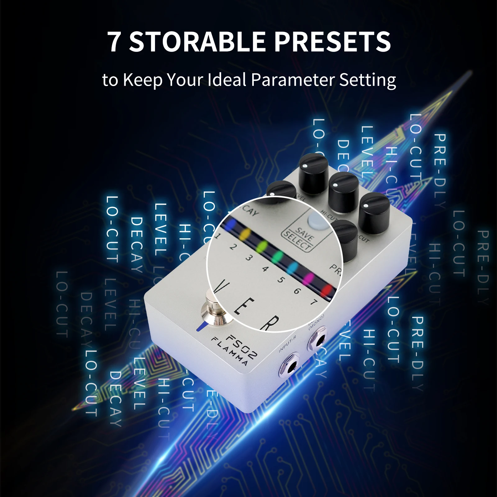 新品 FLAMMA FS02 デジタル リバーブ ギター ペダル 7 クラシック