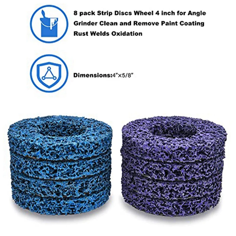 3-Pack Stripping Discs For Angle Grinders - 4" Diameter, 5/8" Arbor, Remove Paint, Rust, Welds, Oxidation