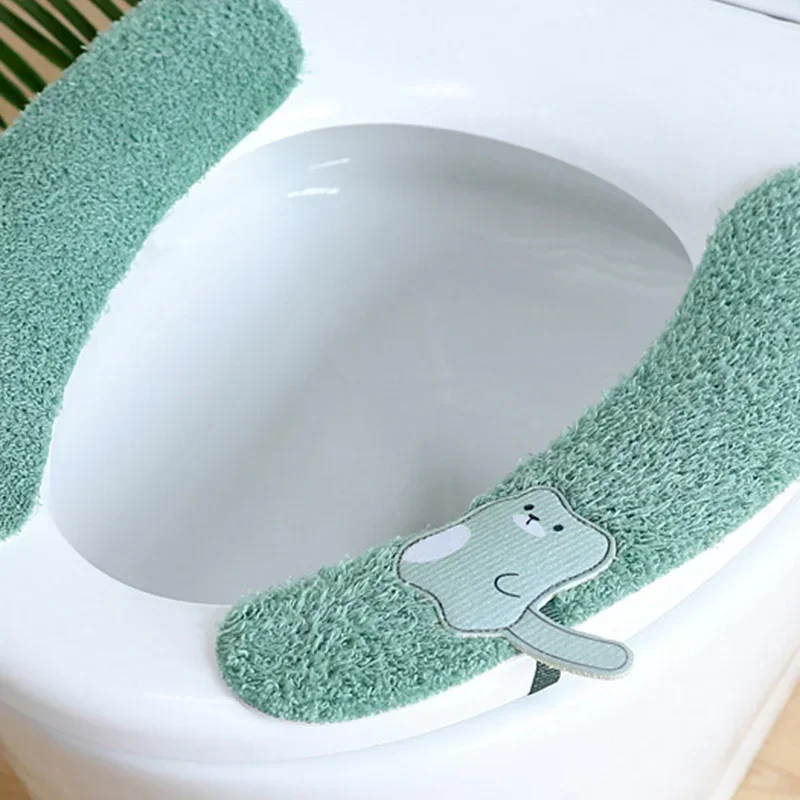 Toilet Seat Cover Universal Cartoon Washable Bathroom Lid Pad With Handles