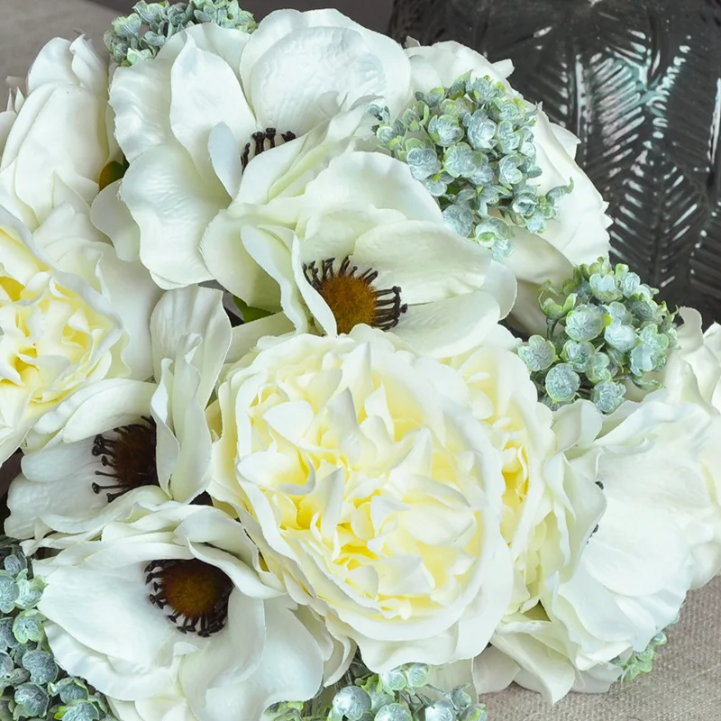 Nordic Fragrant Mountain Peony Bouquet Simulation Flower Fresh Hand Holding Fake Flowers Simple Wedding Bride Hand Tie Anemone