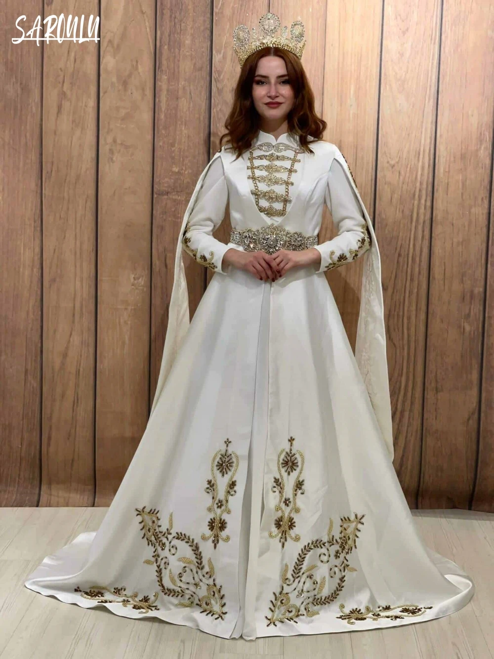 

Traditional Hand Made Turkish Wedding Dresses Beading A-line Bridal Dress Caftan Floor-length Plus Size Gown Robe De Mariée