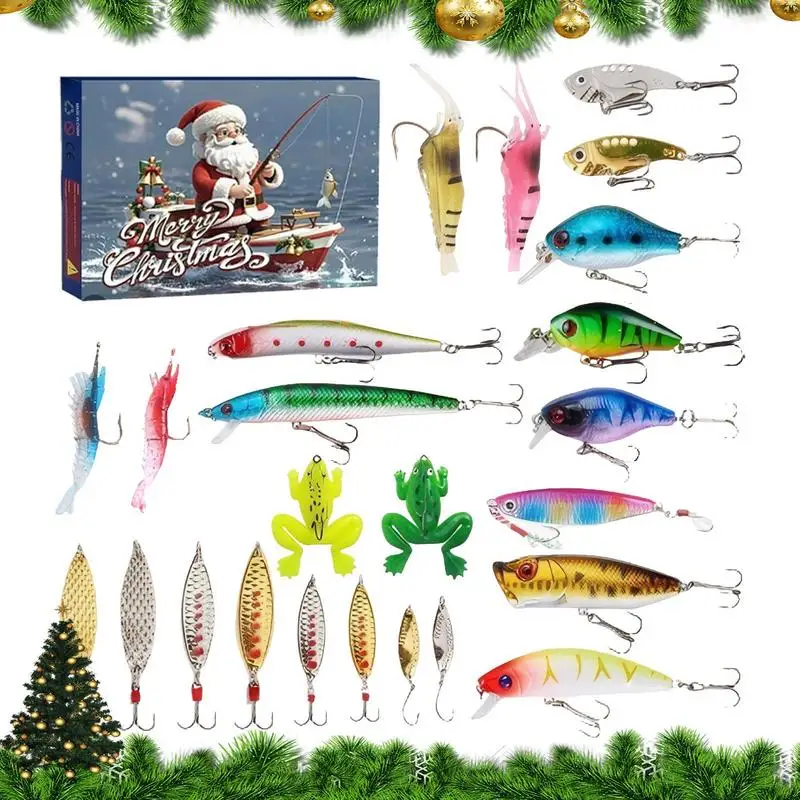 Fishing Tackle Advent Calendar Fishing Lures Set Tackle Set Christmas Countdown Calendar Christmas Fish Bait Gifts
