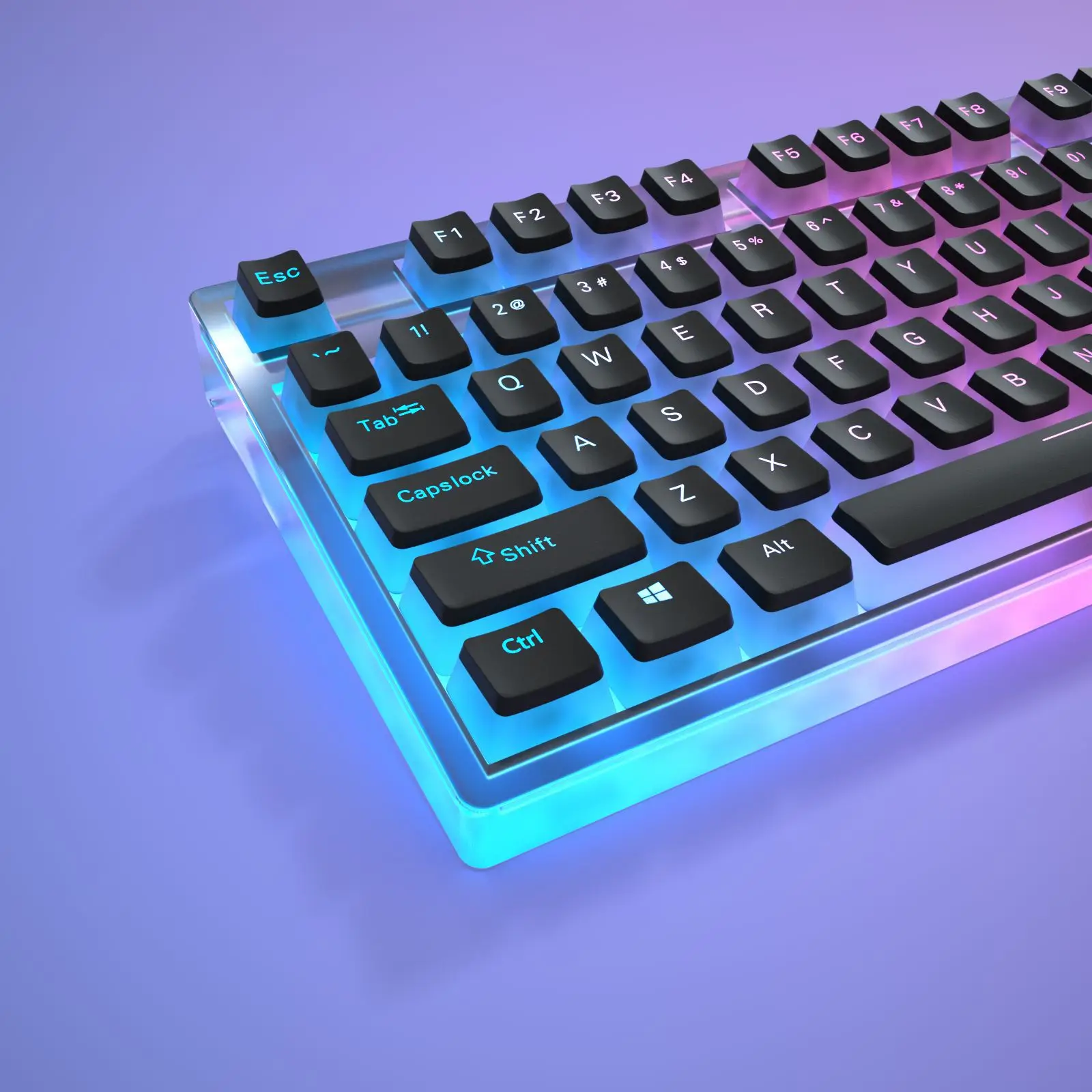 Goodgao-cap Teclado Mecânico Pbt Dual Color Semi Transparente Layout Inglês Altura Original 129 Chaves