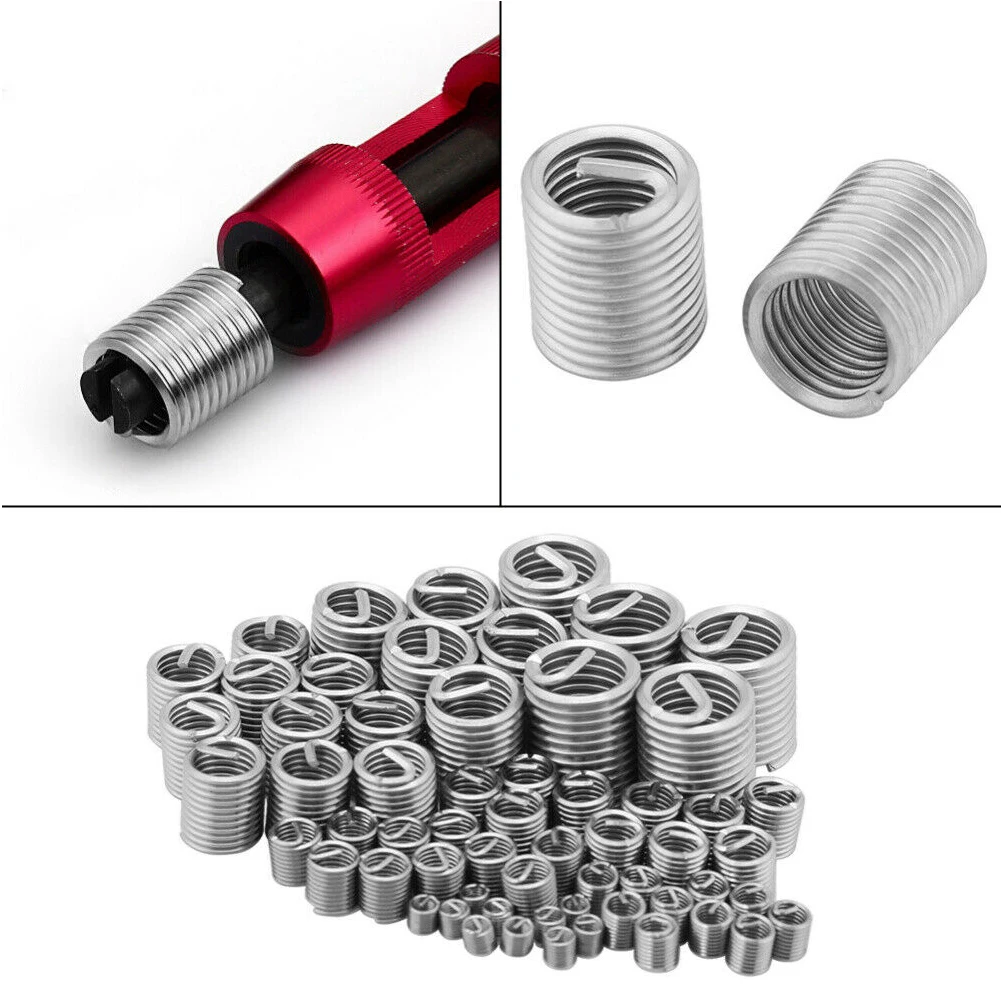 Aço inoxidável Fixação Thread Insert Set, Kit de Ferramentas de Reparo, Fio Espiral, Parafuso Manga, Desgaste, M3, M4, M5, M6, M8, M10, M12, 60pcs