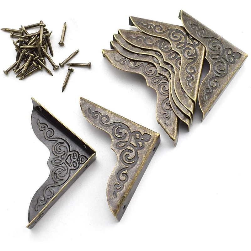Retro Bronze Alloy Carved Tower Latch Lock and Engraved Pattern Hinge for Decorative Cabinet Small Wooden Jewelry Box Project cabinet door hinges furniture hinge cabinet hinges wooden box hinge brass hinges bronze butterfly hinges