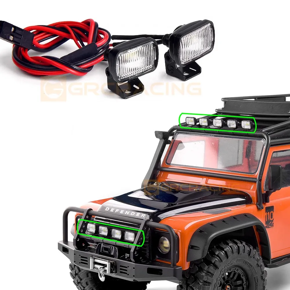 YEAHRUN-Lámpara LED de techo redondo para coche teledirigido, foco de 4/2 piezas para 1/10 Axial SCX10 II 90046 TRX4 Tamiya CC01 D90, piezas de coche sobre orugas