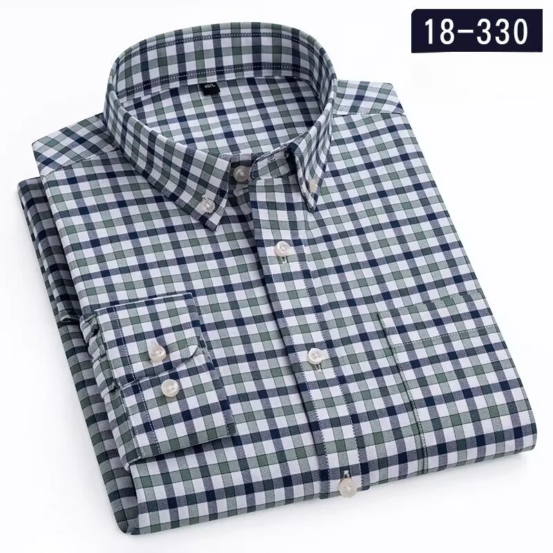 Luxury hight qulity Full shirts for men slim fit formal shirt plaid single pocket top soft business office clothes free shipping